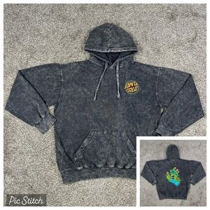 Santa Cruz Skateboards Men Medium Hoodie Acid Wash Graphic Toxic Hand Skater Y2K